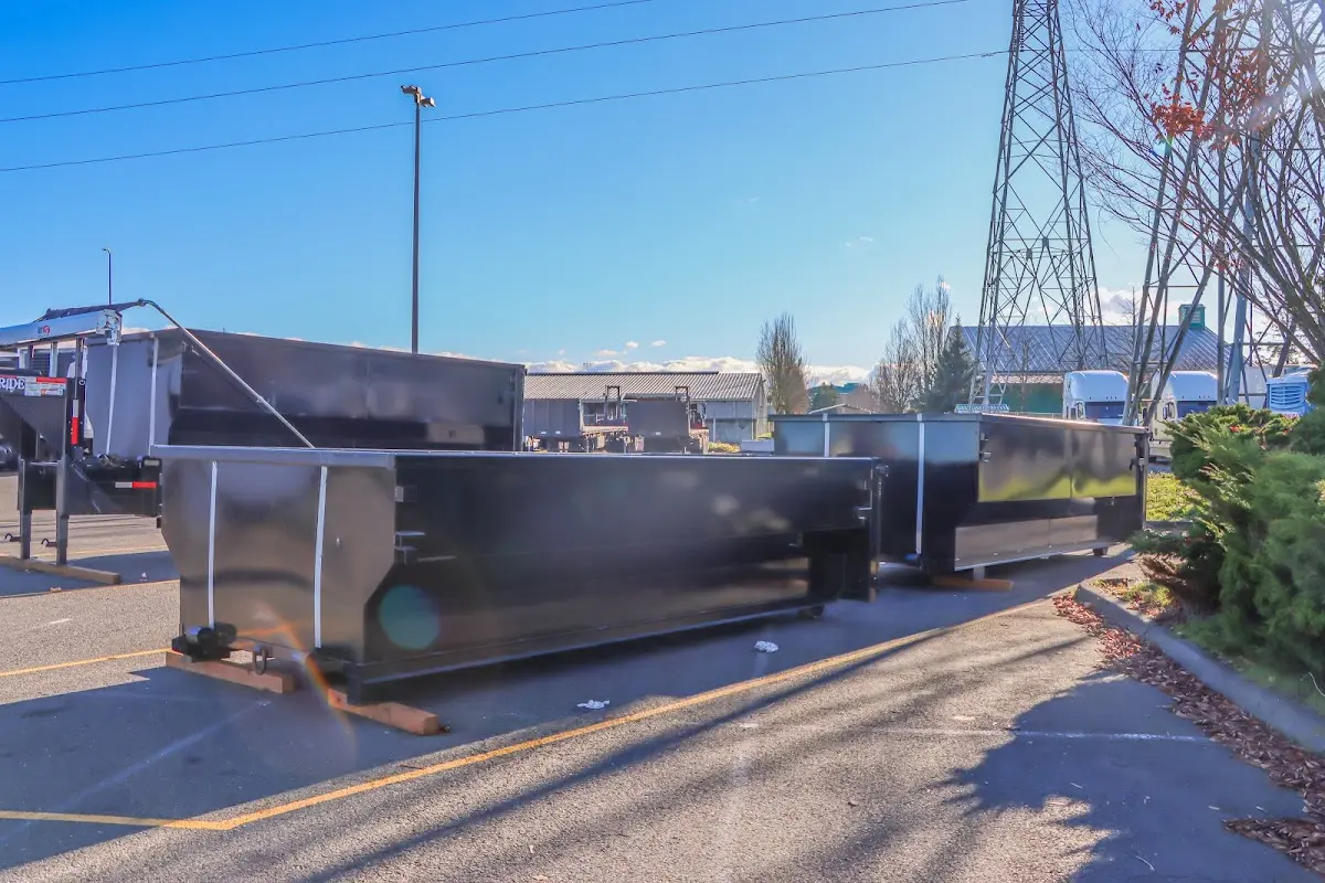 Roll-off dumpster ready for waste disposal at job site for 10 Yard Dumpster Rental in Sunset